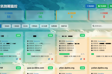 域名监控面板 – 全新重构，更现代，更炫酷，更多功能